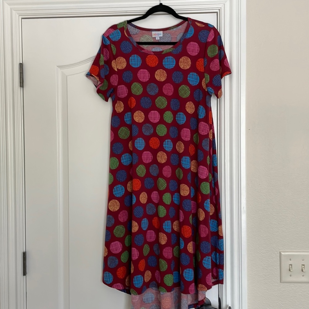 Multicolored polka dot Carly size medium high low dress